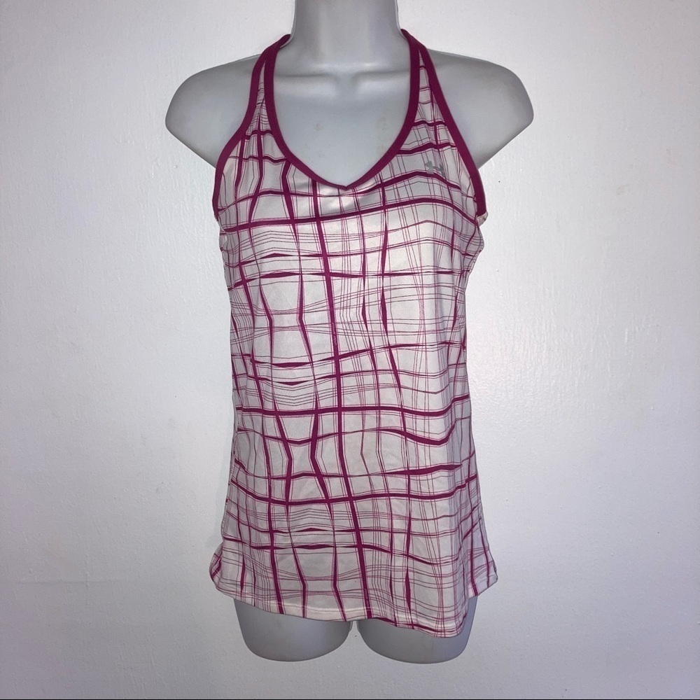 Under Armour Athletic Racerback Tank Top L Pink White